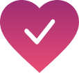 Pink heart symbol with check
